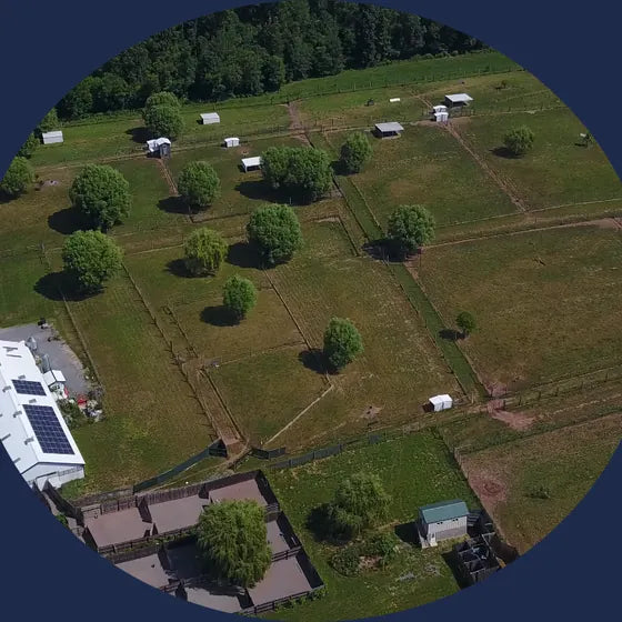 Aerial view of the Pennsylvania deer farm and scent collection facility